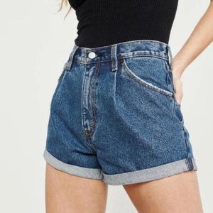 Abercrombie Annie High Rise Cuffed Pleated Jean Shorts